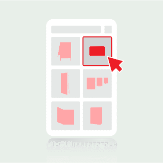 Mobile interface showing how to easily select product